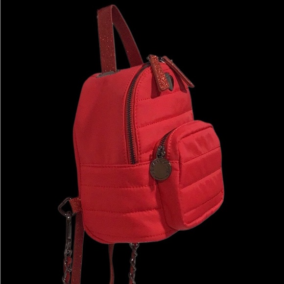 LE PANDORINE Red Quilted Mini Backpack Black Metal Accents Milano 🇮🇹 Italy - Picture 4 of 12